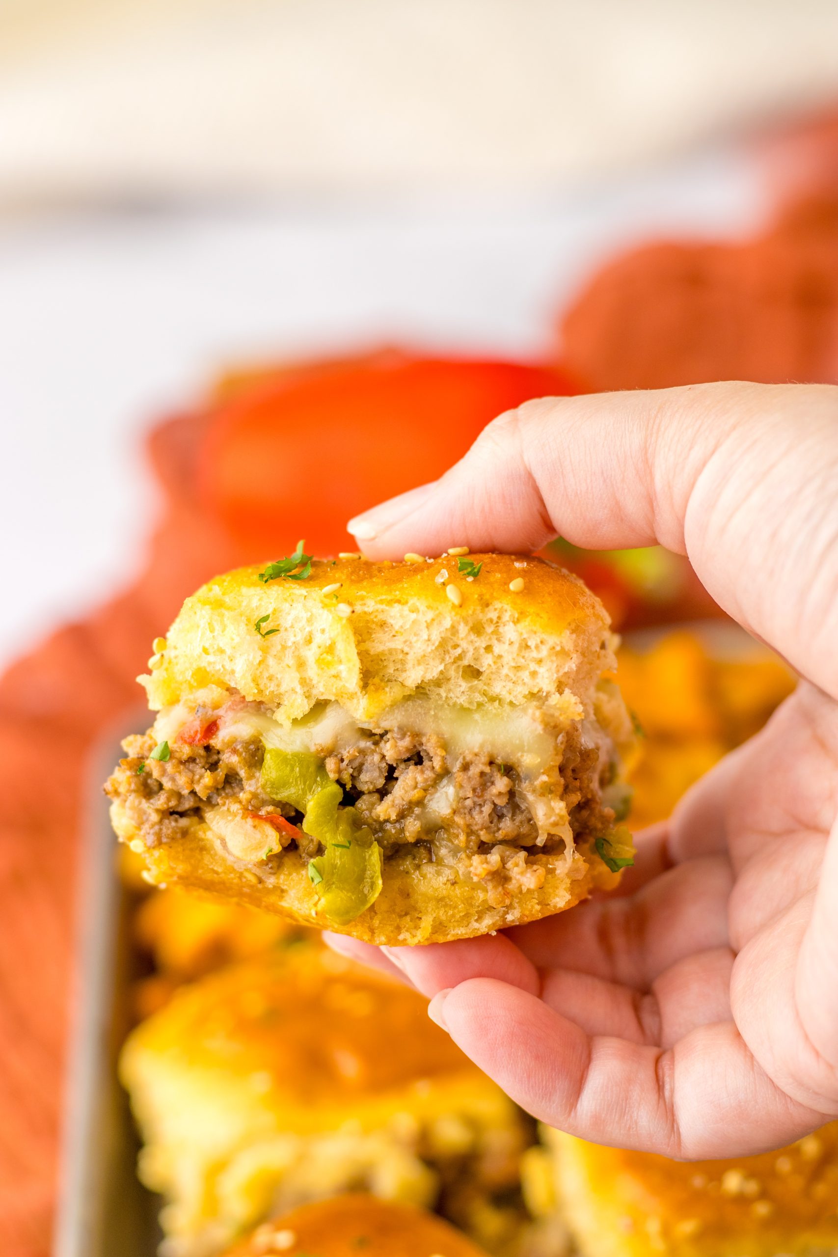 Philly Cheesesteak Sliders in hand