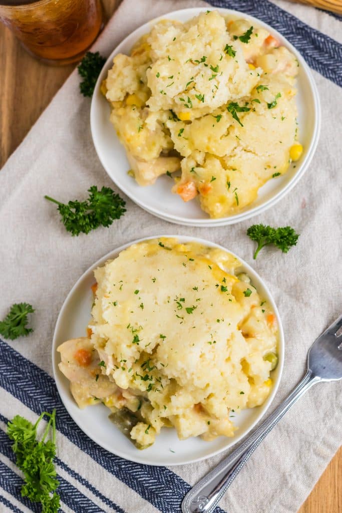 Slow Cooker Chicken Cobbler plated