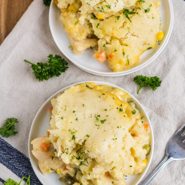 Slow Cooker Chicken Cobbler plated