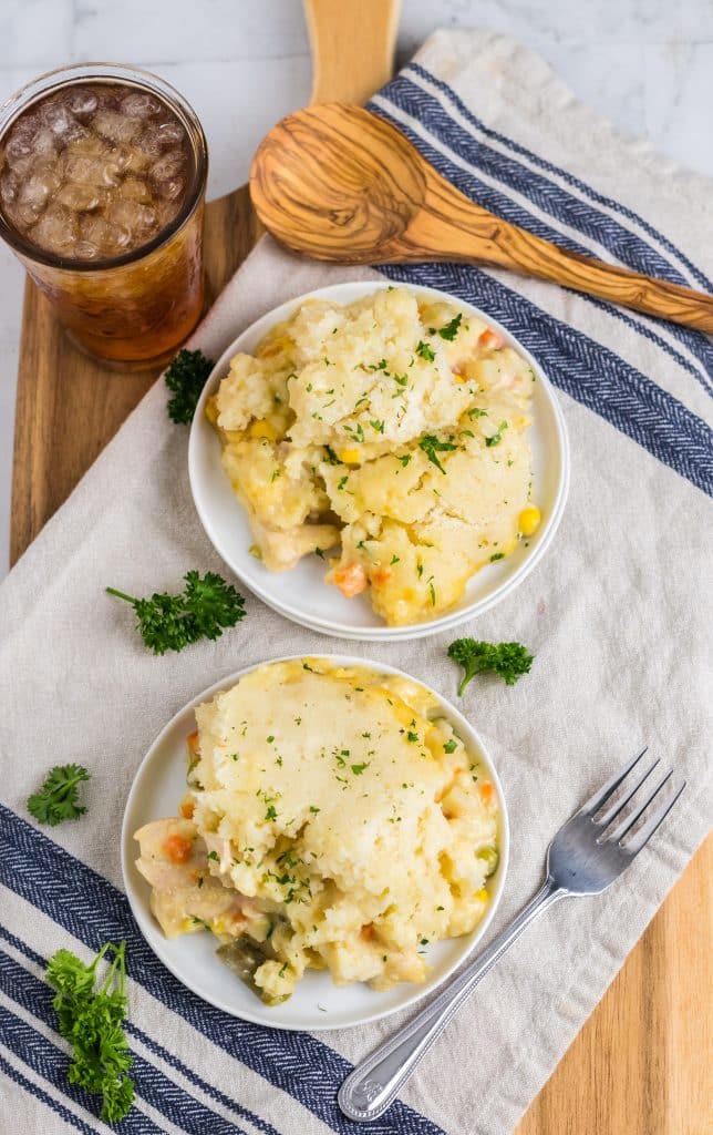 Slow Cooker Chicken Cobbler plated