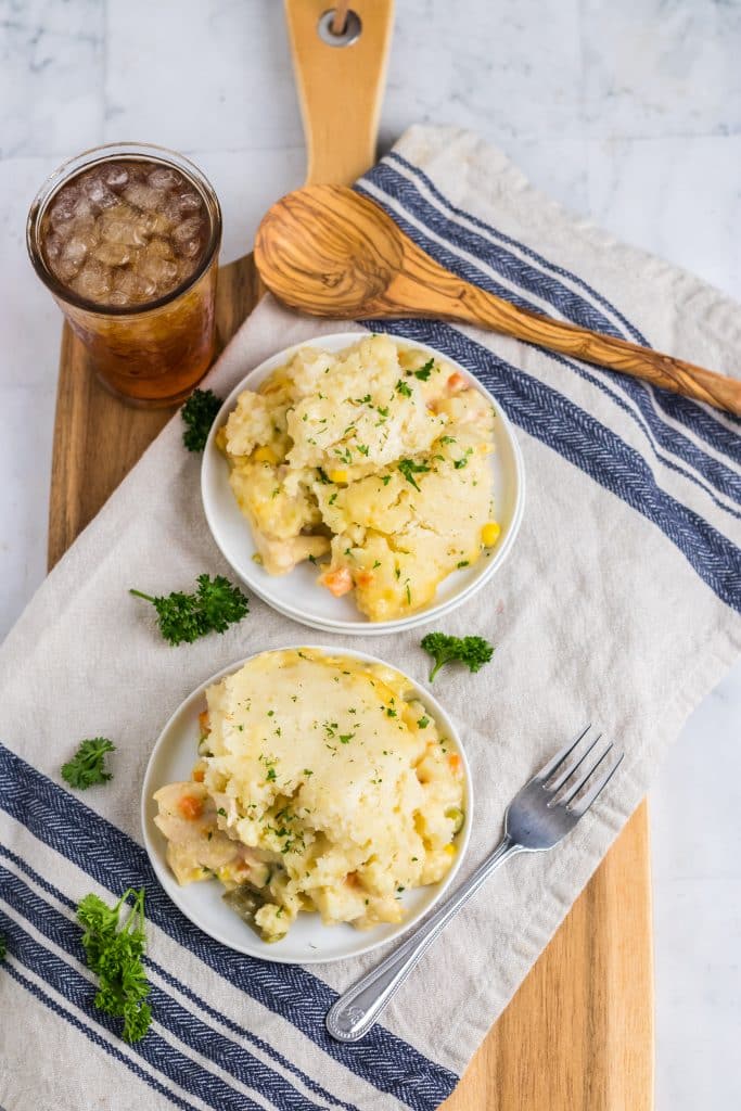 Slow Cooker Chicken Cobbler plated