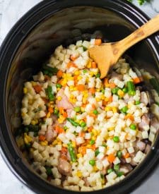 Chicken and veggies in slow cooker