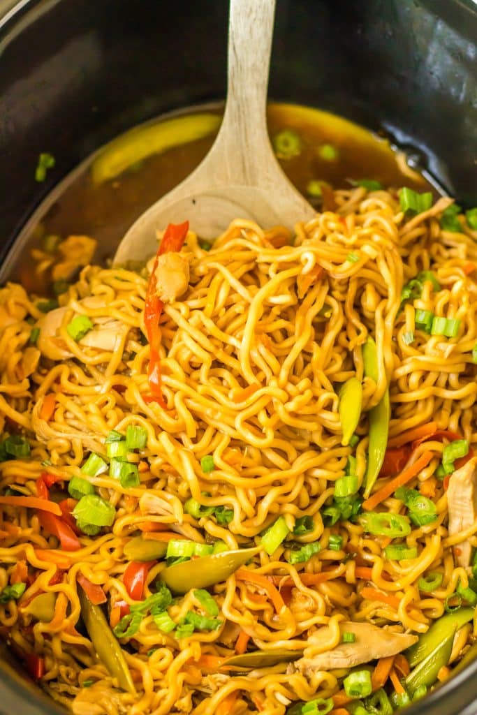 Slow Cooker Chicken Ramen in slow cooker