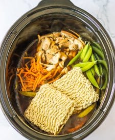 Slow Cooker Chicken Ramen ingredients in slow cooker
