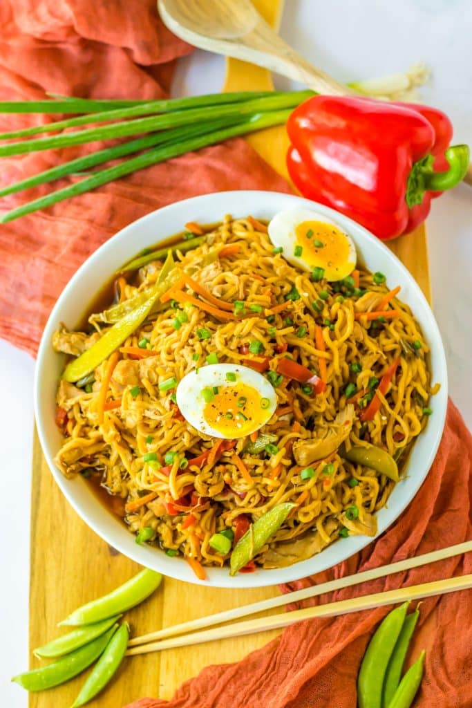 Slow Cooker Chicken Ramen plated