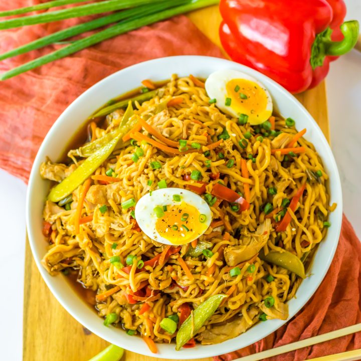 Slow Cooker Chicken Ramen plated