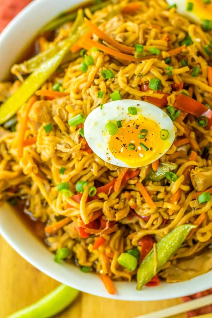 Slow Cooker Chicken Ramen in a bowl