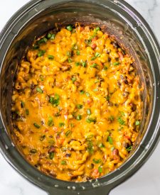 Slow Cooker Chili Mac in slow cooker