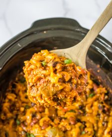 Slow Cooker Chili Mac in spoon