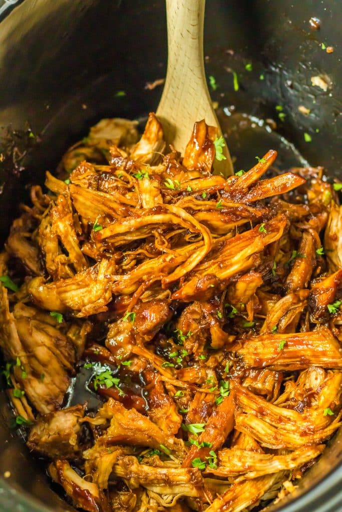 Slow Cooker Honey Balsamic Pork Loin finished in slow cooker