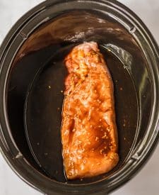 Slow Cooker Honey Balsamic Pork Loin in slow cooker