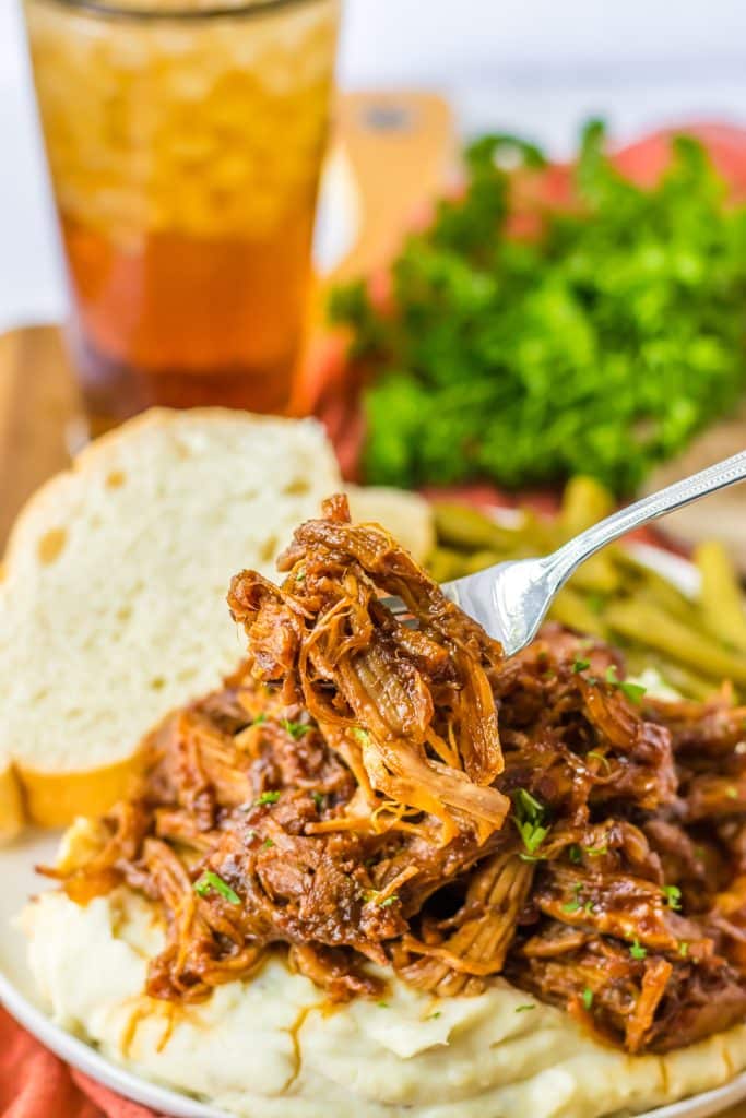 Slow Cooker Honey Balsamic Pork Loin plated