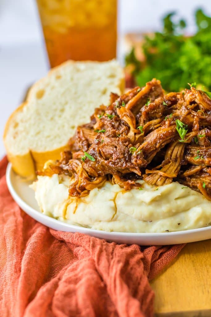 Slow Cooker Honey Balsamic Pork Loin plated