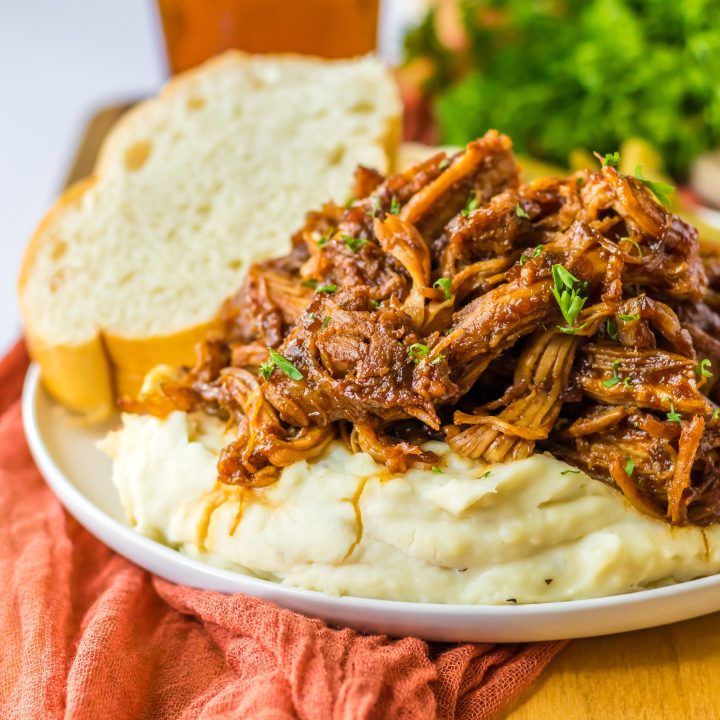 Slow Cooker Honey Balsamic Pork Loin plated