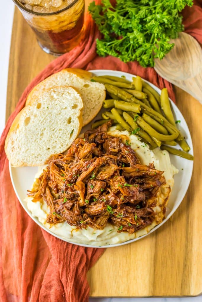 Slow Cooker Honey Balsamic Pork Loin plated