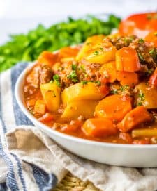 Slow Cooker Poor Mans Stew in a bowl