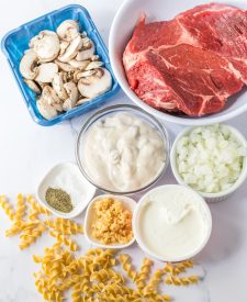Slow Cooker Pot Roast Stroganoff ingredients