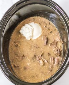 Slow Cooker Pot Roast Stroganoff ingredients in slow cooker