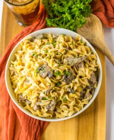 Slow Cooker Pot Roast Stroganoff plated