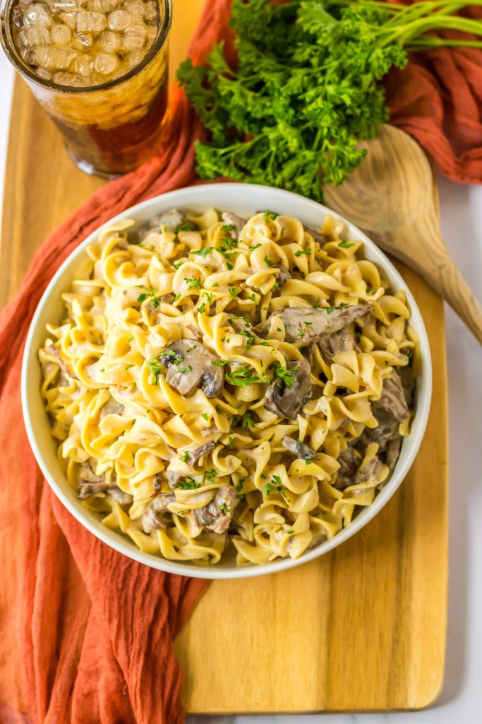 Slow Cooker Pot Roast Stroganoff plated