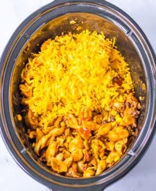 Slow Cooker Taco Pasta in slow cooker