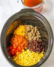 Slow Cooker Taco Pasta in slow cooker