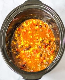 Slow Cooker Taco Pasta in slow cooker