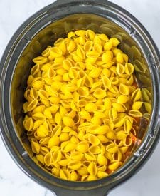 Slow Cooker Taco Pasta in slow cooker