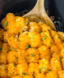 Slow Cooker Tatertot Casserole in slow cooker