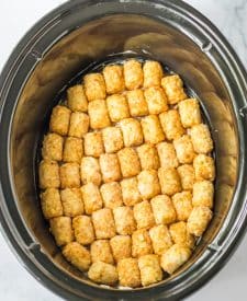 Slow Cooker Tatertot Casserole in slow cooekr