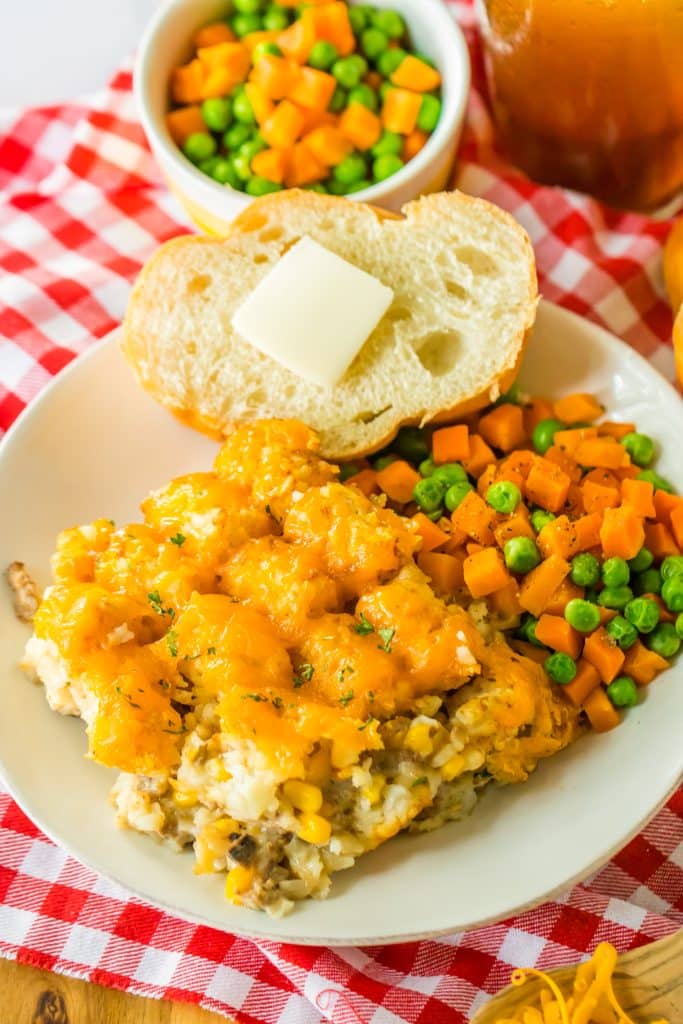Slow Cooker Tatertot Casserole plated