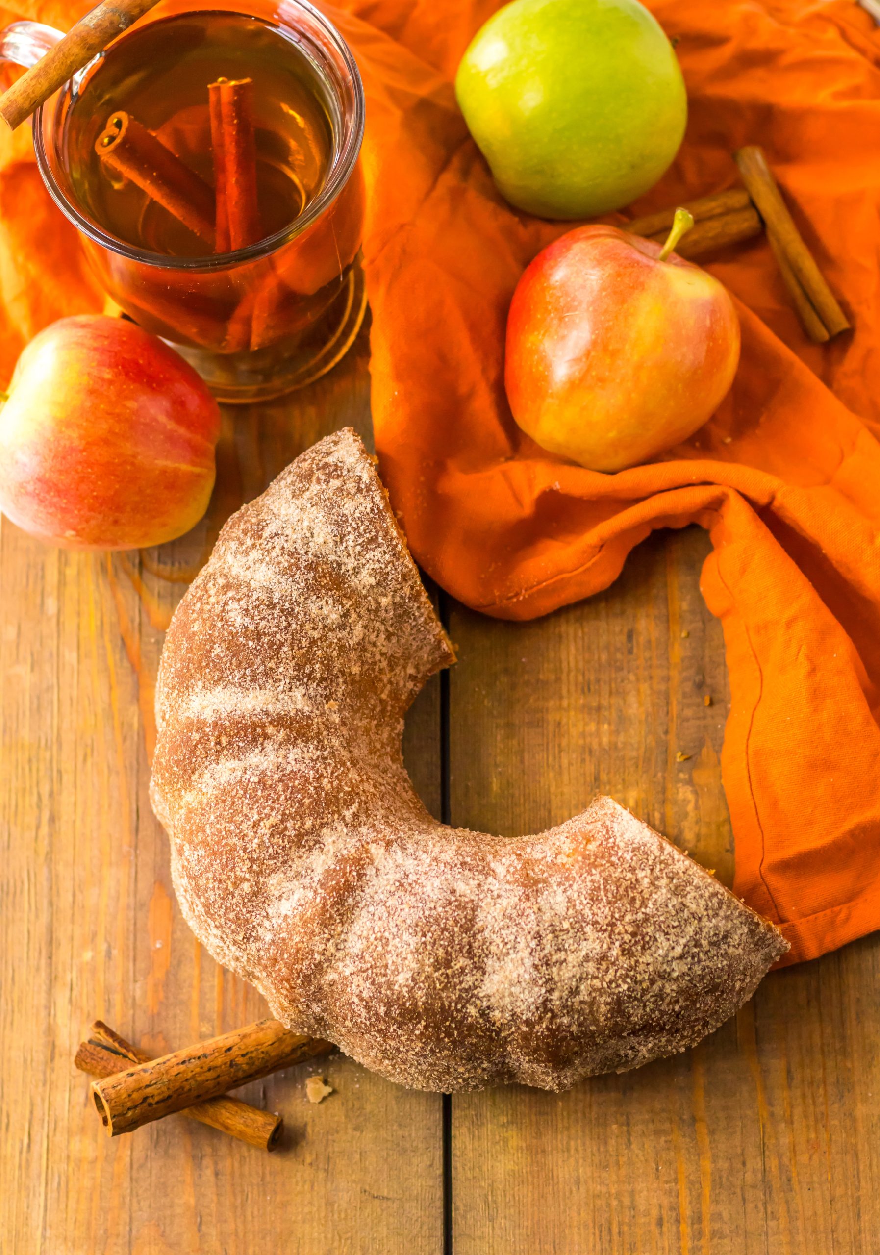 Apple Cider Doughnut Bundt on a wood board