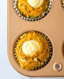 Copycat Starbucks Pumpkin Cream Cheese Muffins in pan