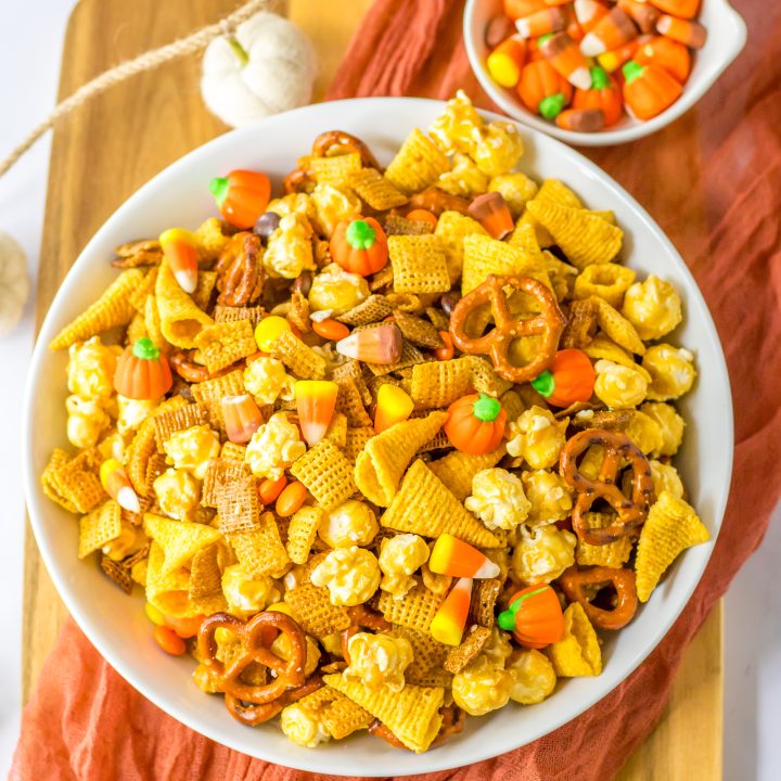 Fall Chex Mix in a bowl