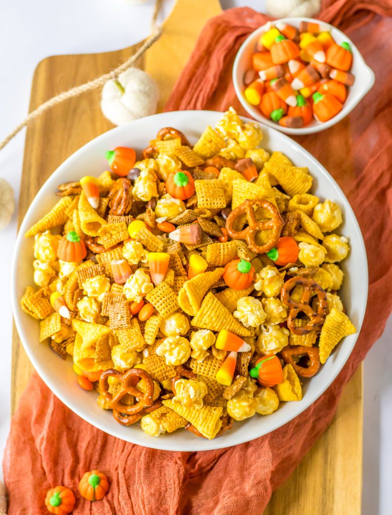Fall Chex Mix in a bowl