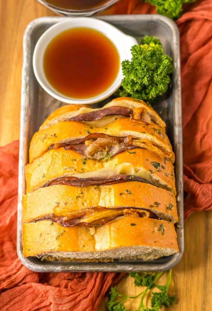 French Dip Pull Apart Bread plated