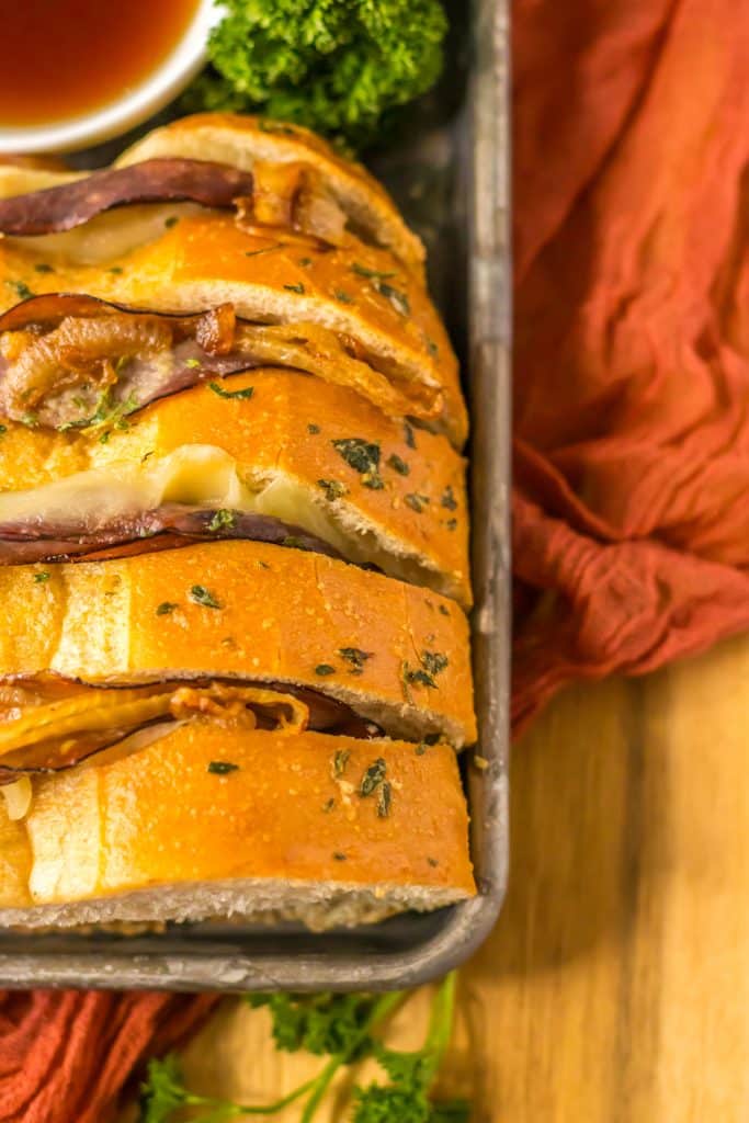 French Dip Pull Apart Bread plated