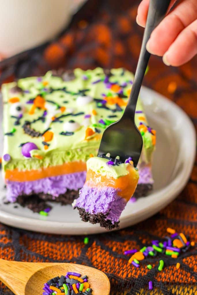 No Bake Halloween Lush on fork