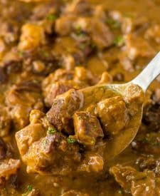 Best Ever Oven Beef Tips in spoon