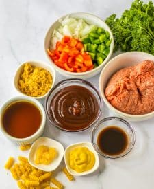 One Pot Sloppy Joe Pasta ingredients