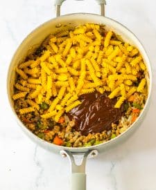 One Pot Sloppy Joe Pasta in pot
