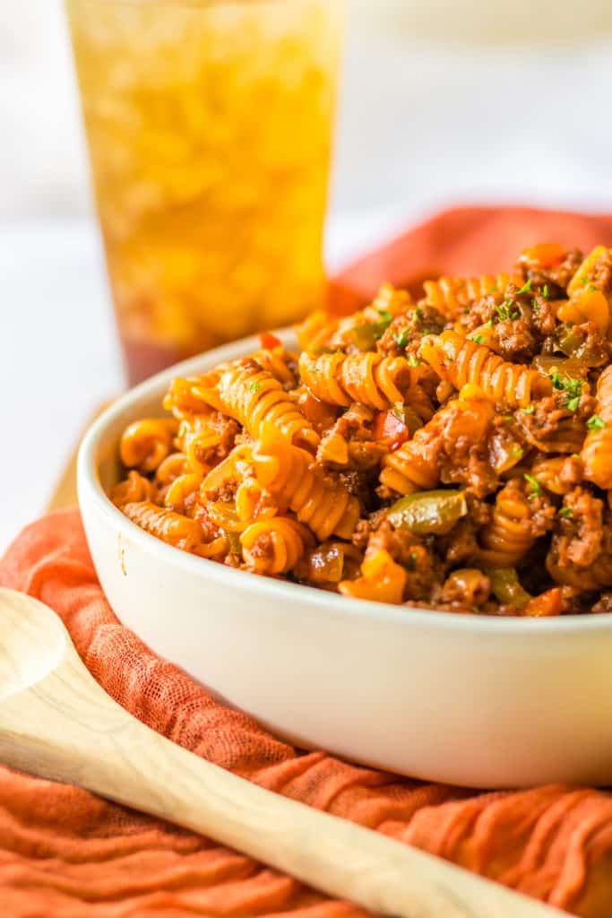 One Pot Sloppy Joe Pasta in bowl