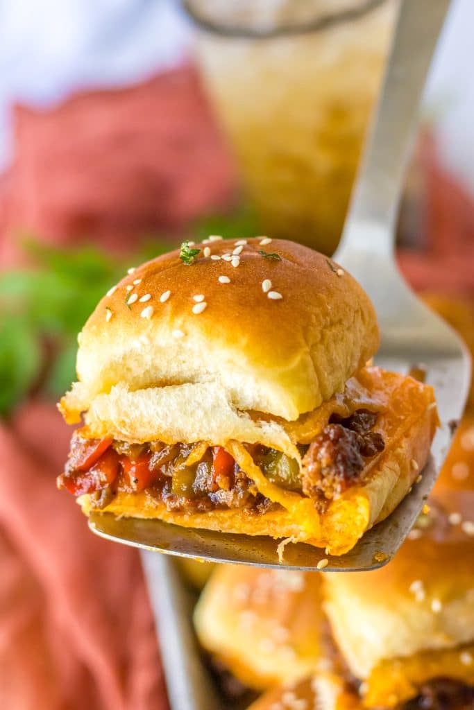 Sloppy Joe Sliders on spatula