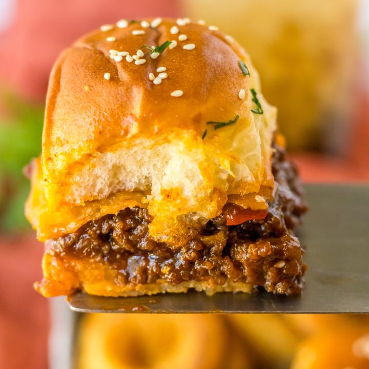 Sloppy Joe Sliders on spatula