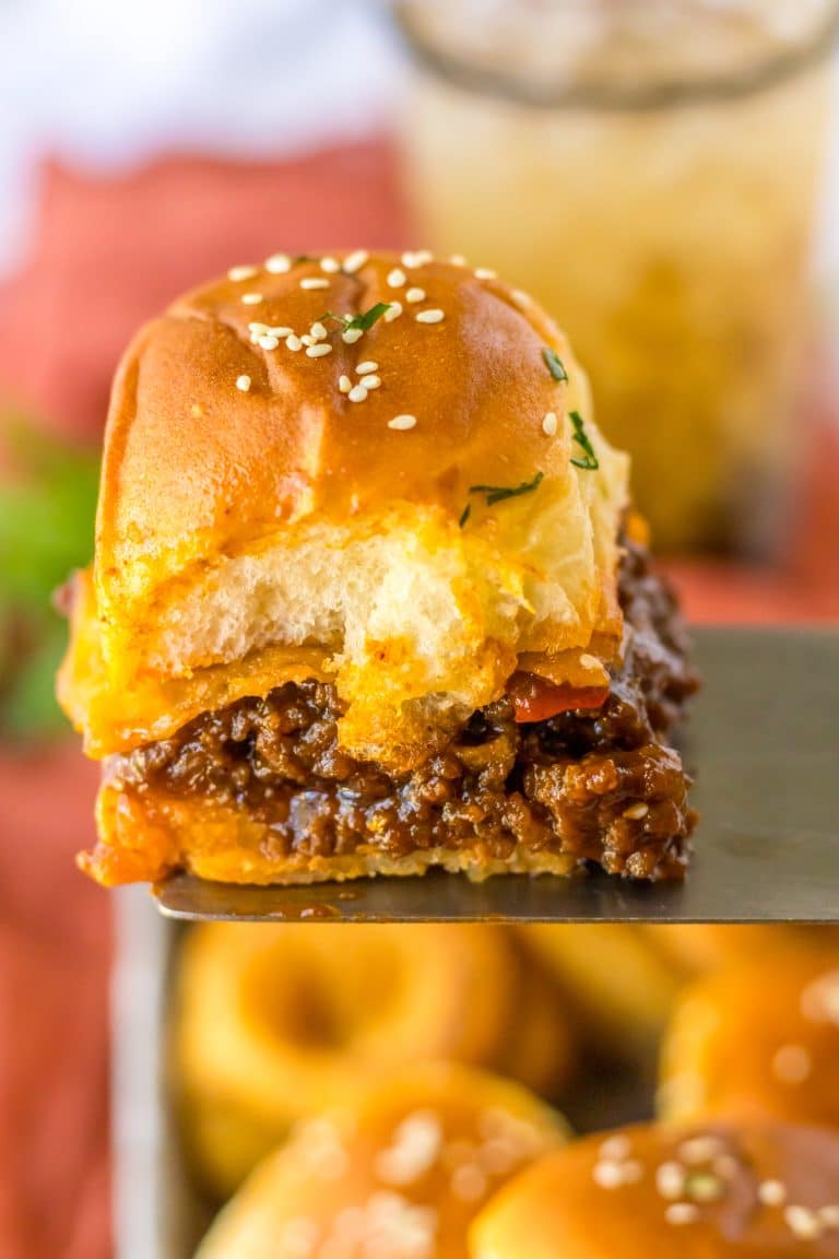 Sloppy Joe Sliders on spatula