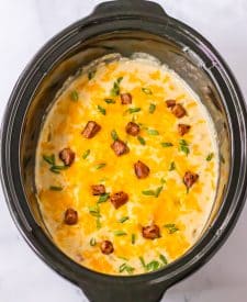 Slow Cooker Cheesy Potato Ham Soup in slow cooker