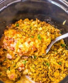 Slow Cooker Chicken Cordon Bleu in spoon