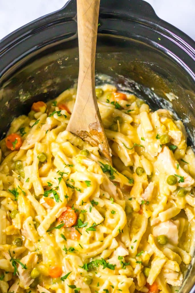 Slow Cooker Chicken and Noodles in slow cooker