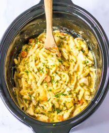 Slow Cooker Chicken and Noodles in slow cooker