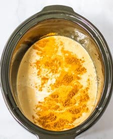 Slow Cooker Pumpkin Spice Latte in slow cooker